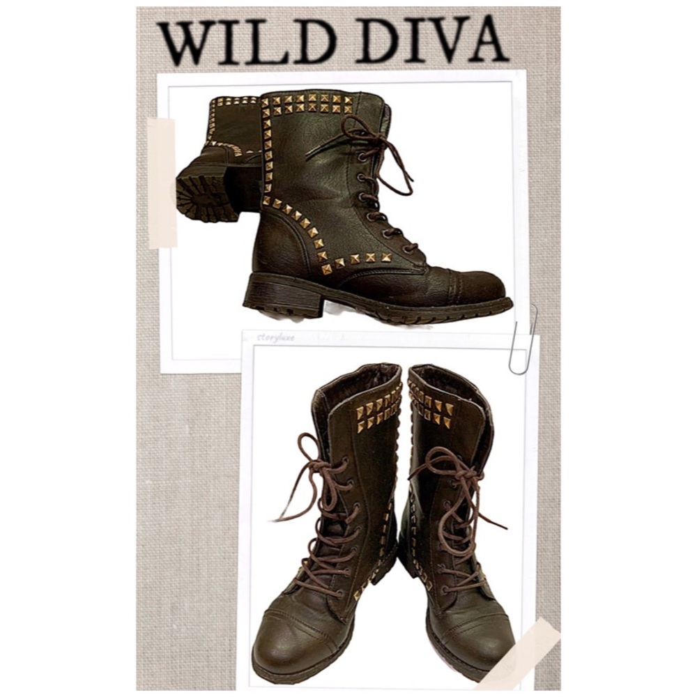 Wild Diva Boots Above Ankle Western Moto boots studded shaft Women Size 6